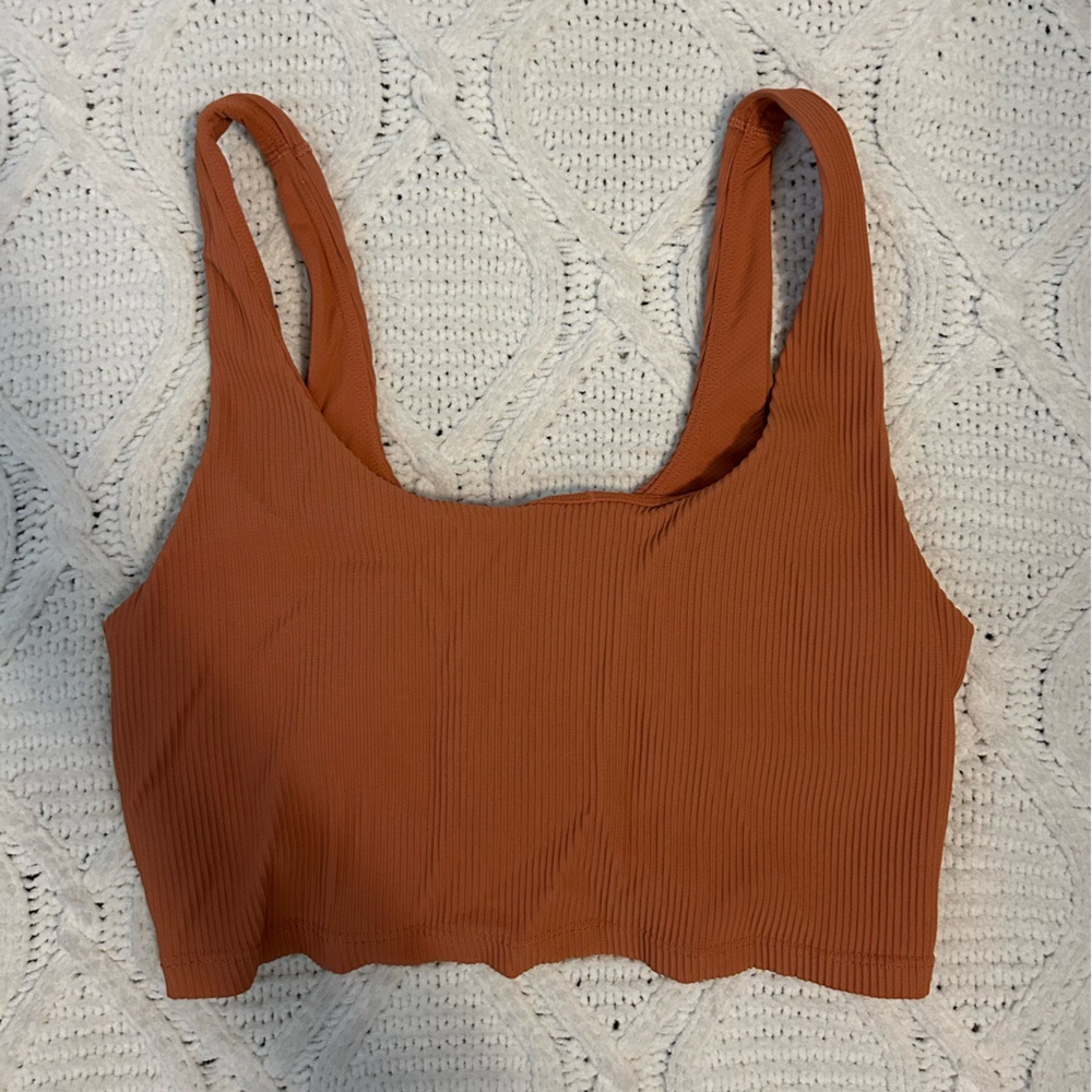Athleta Terracotta Ribbed Crop Top